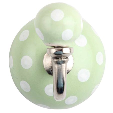 Light Green White Dot Ceramic wall Hook